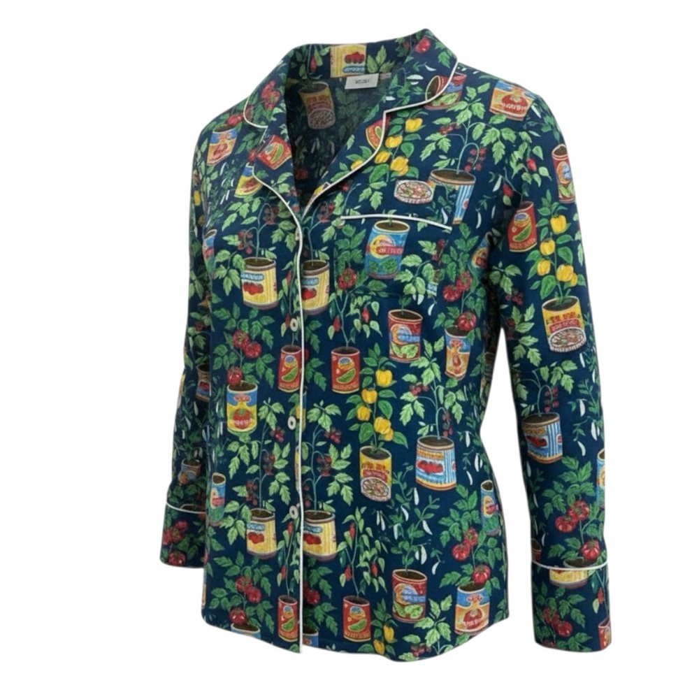 Printfresh x Anthropologie NWT Pajama Top S Tomato Print Organic Cotton - Picture 2 of 5